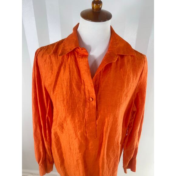 MIRTO 1956 Linen Blend Orange Blouse - Picture 5 of 11